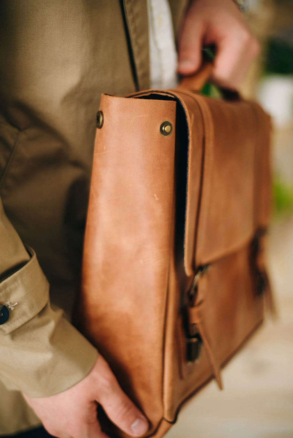 Leather satchel bag, leather briefcase