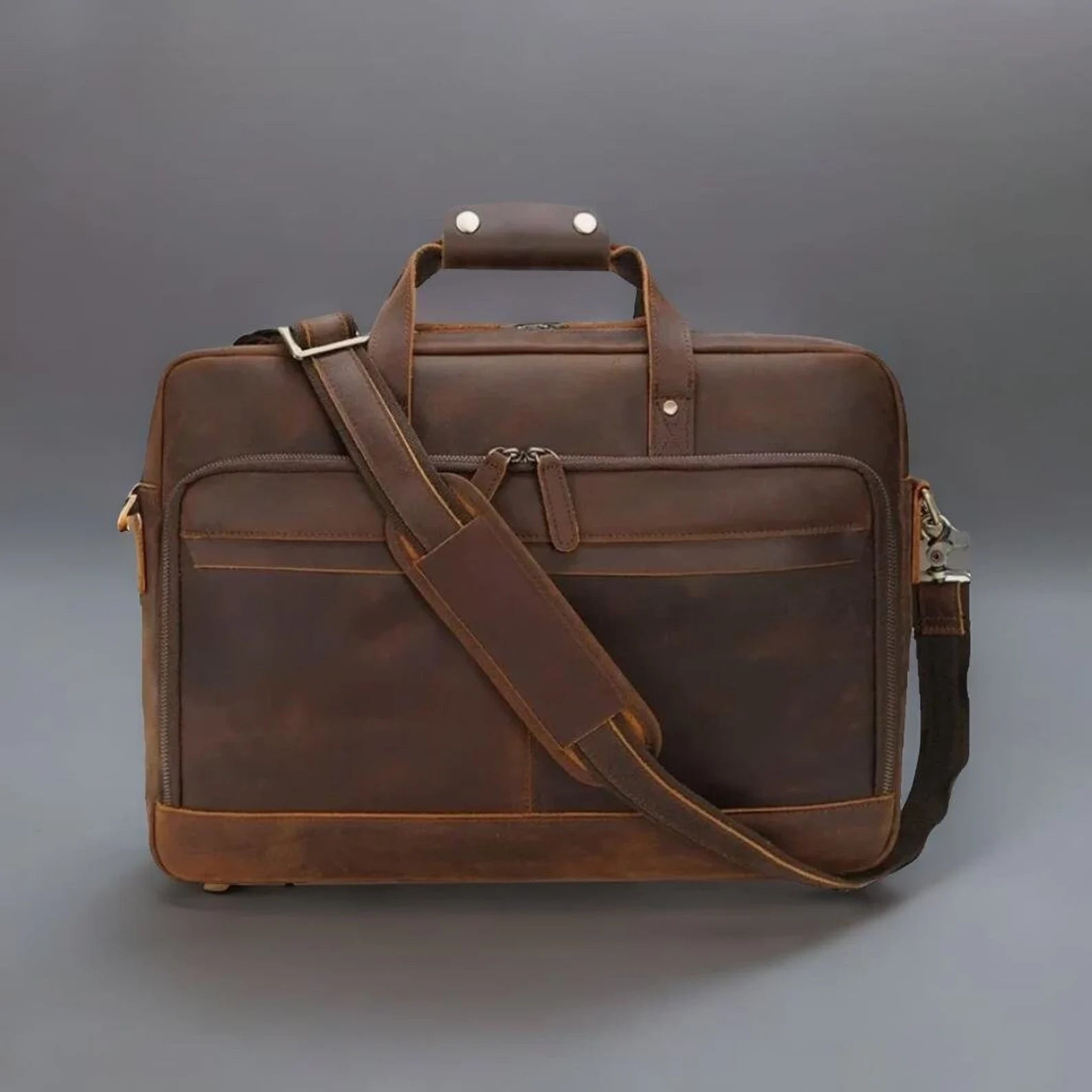 Leather briefcase man, pure leather