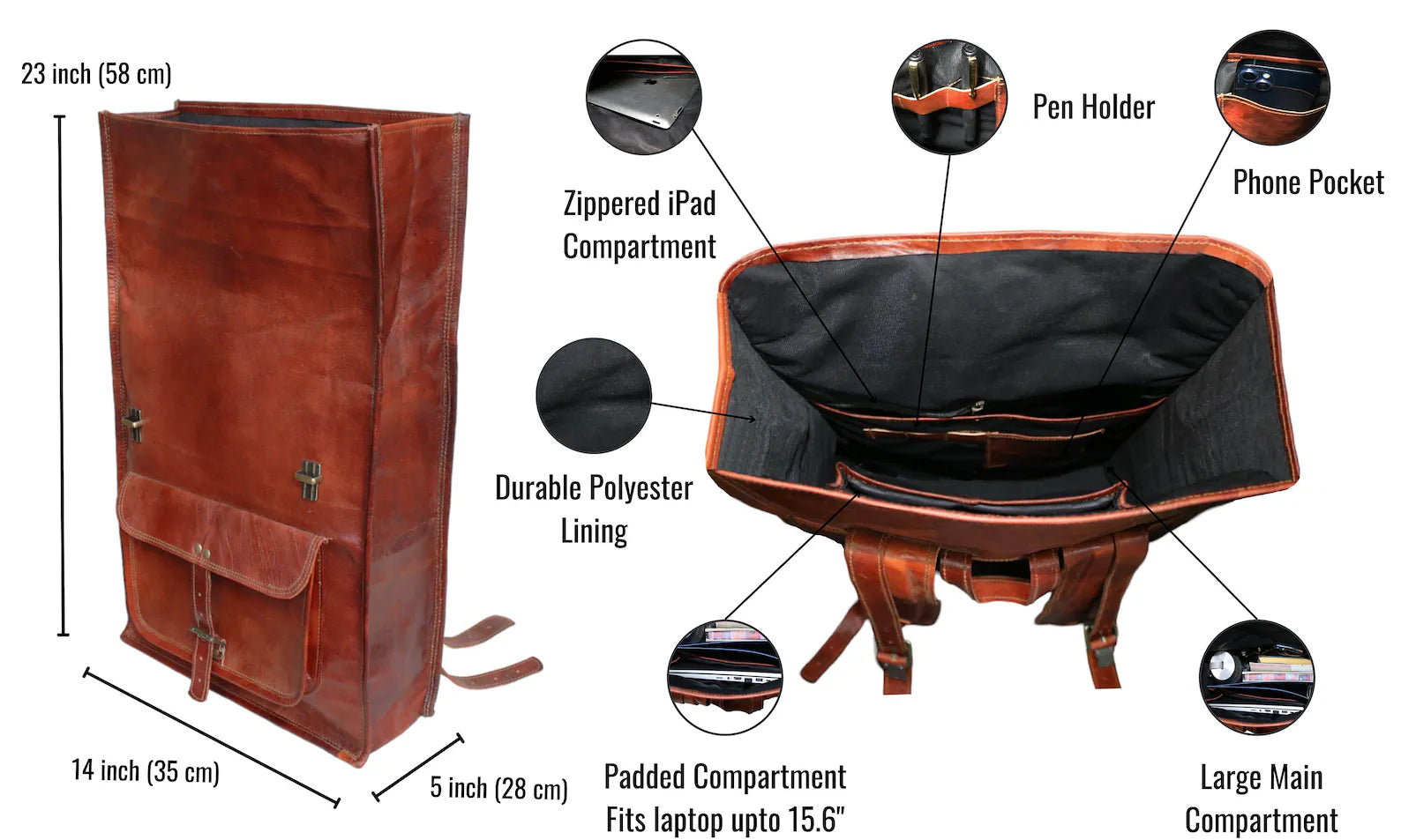 Leather Backpack, Brown Leather Backpack