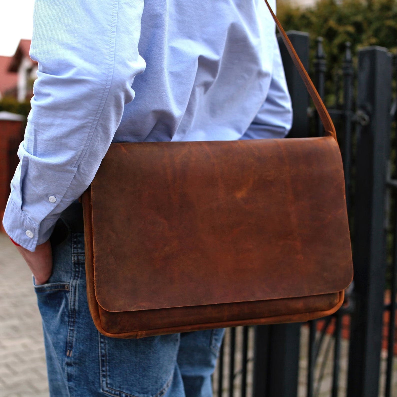 Leather messenger Bag, Laptop Bag