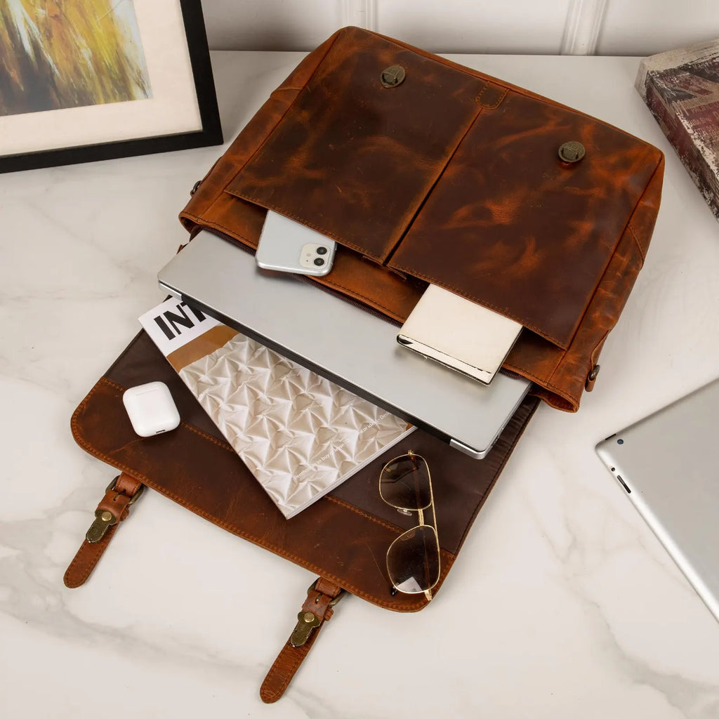 Leather Messenger Bag Briefcase