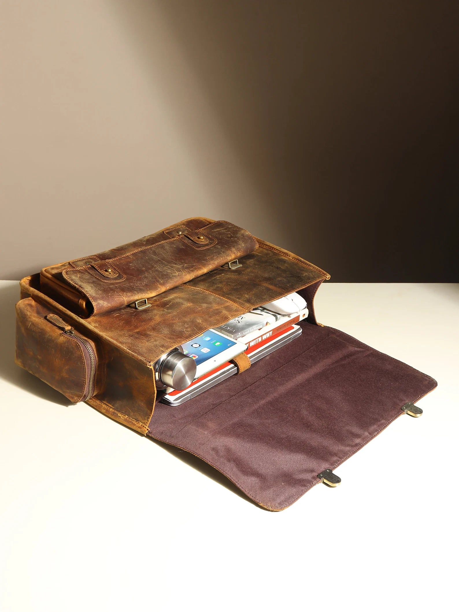 leather laptop bag | leather messenger bag