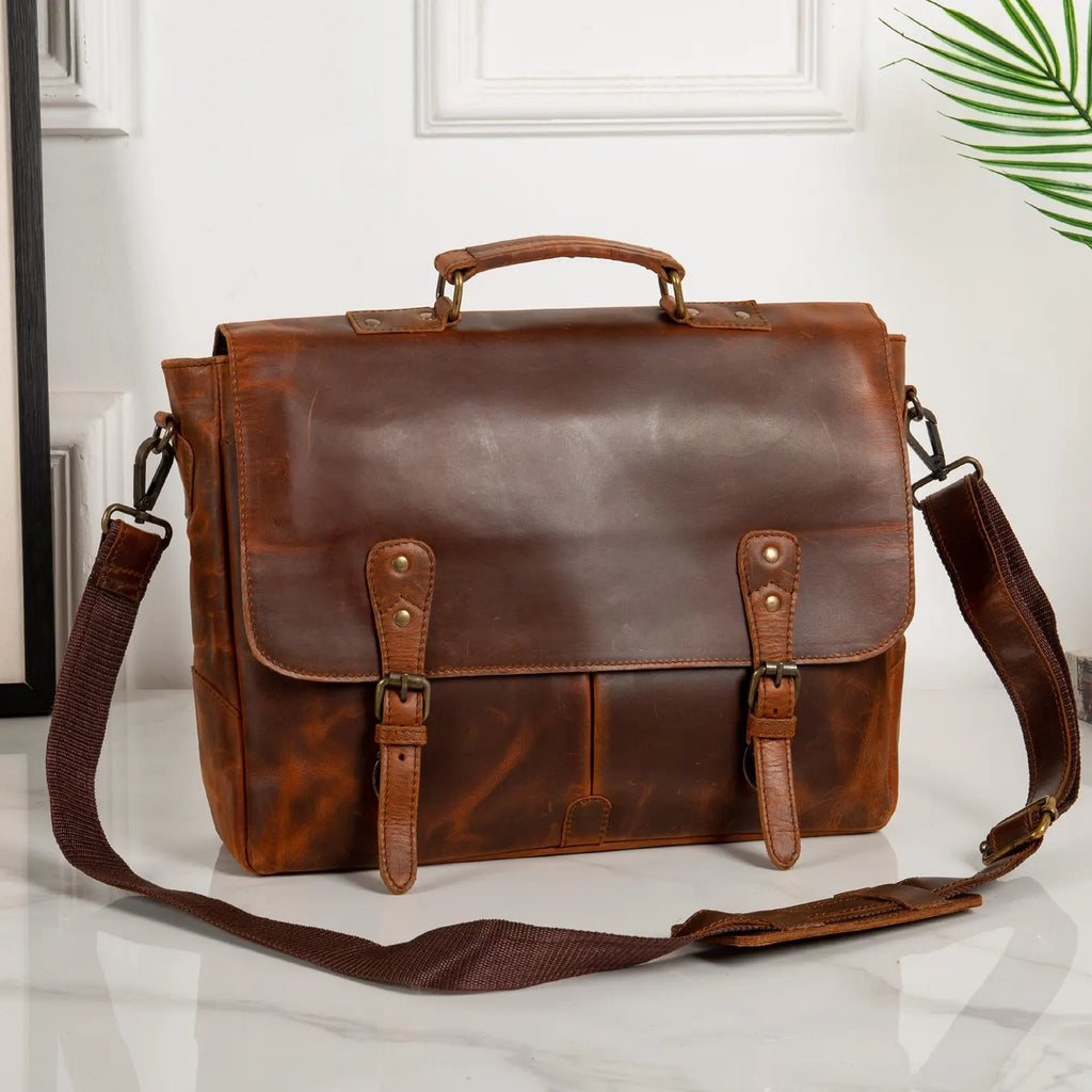 Leather Messenger Bag Briefcase