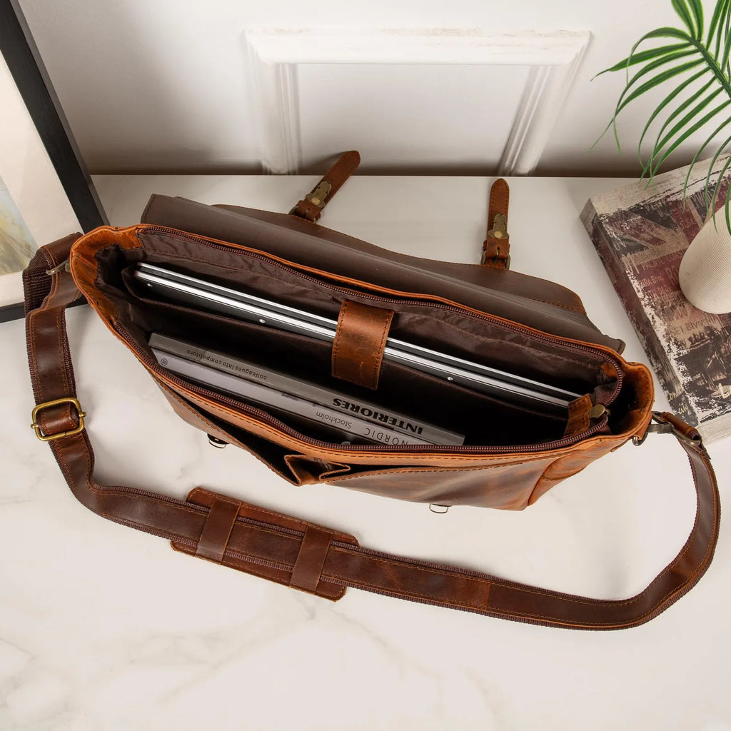 Leather Messenger Bag Briefcase