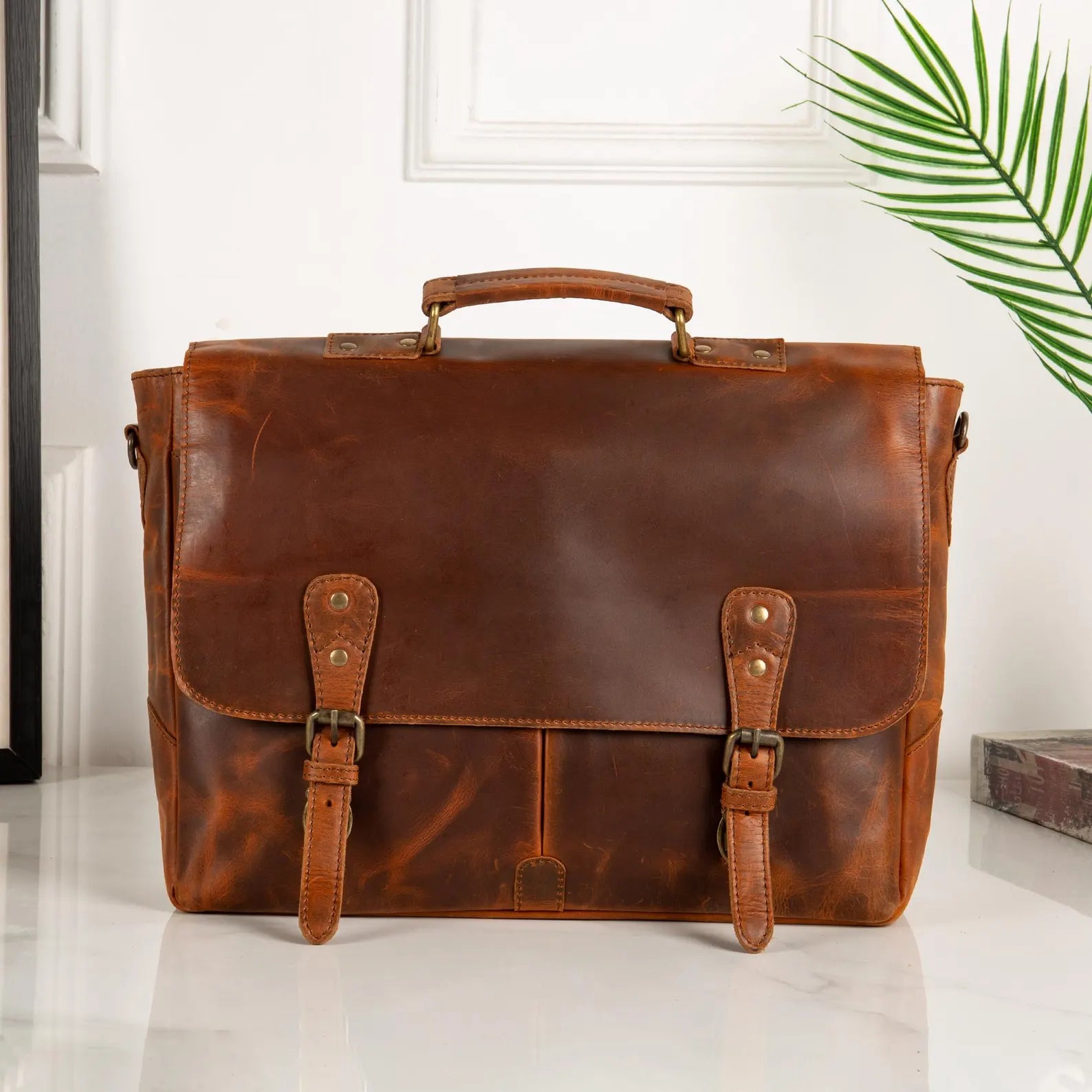 Leather Messenger Bag Briefcase