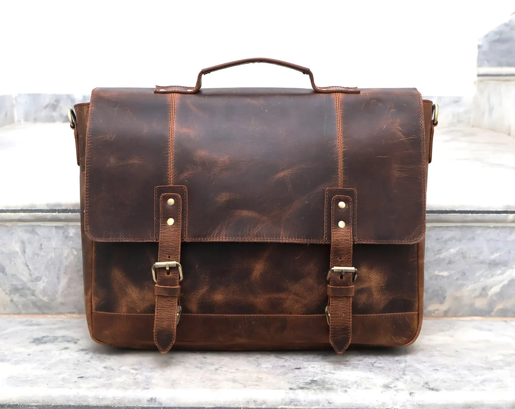 Handmade Buffalo Leather Messenger Bag