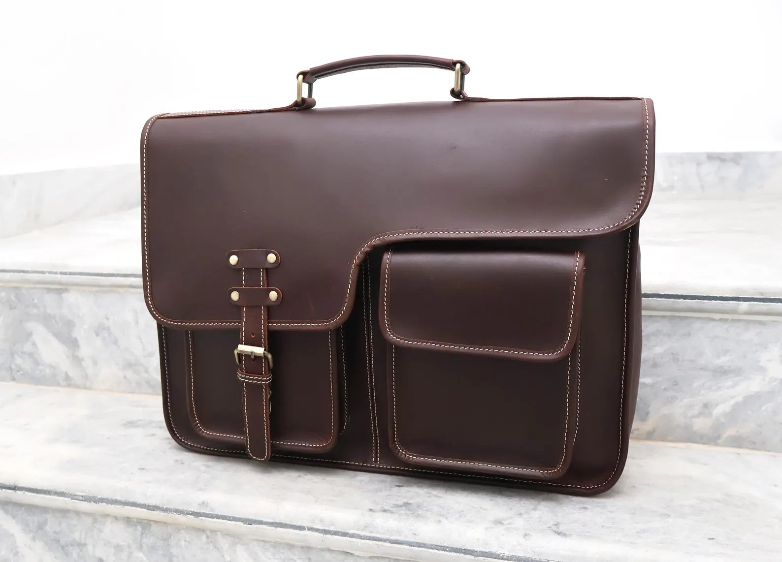 Handmade Buffalo Leather Messenger Bag