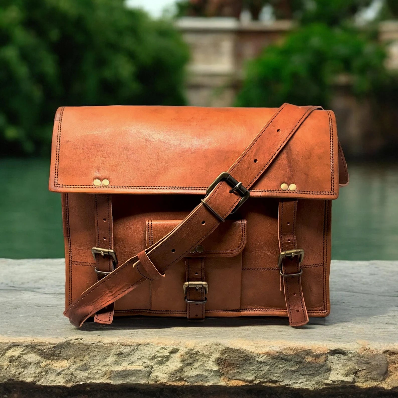 Leather Messenger Bag Laptop Bag