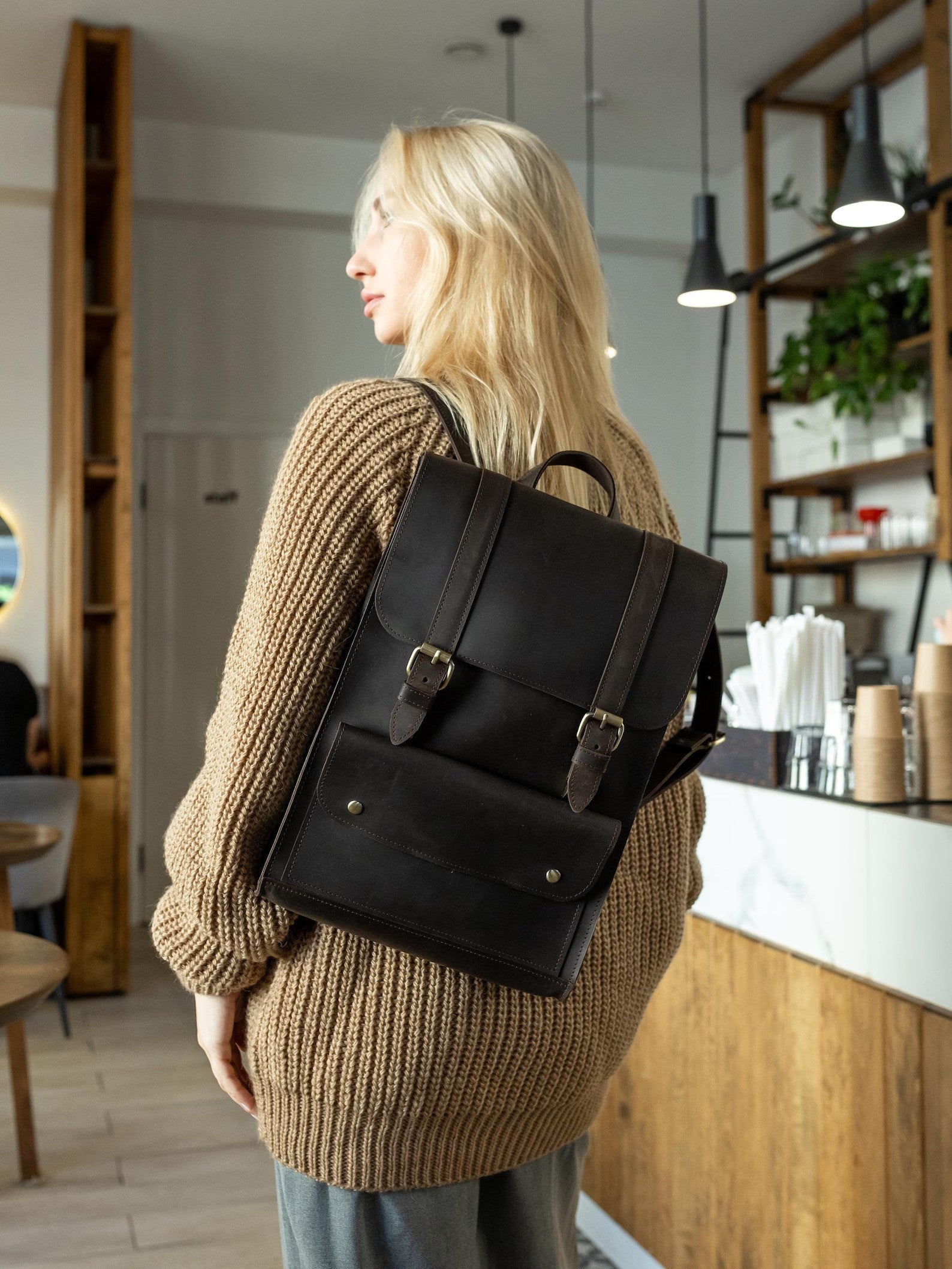 leather backpack, travel backpack for unisex