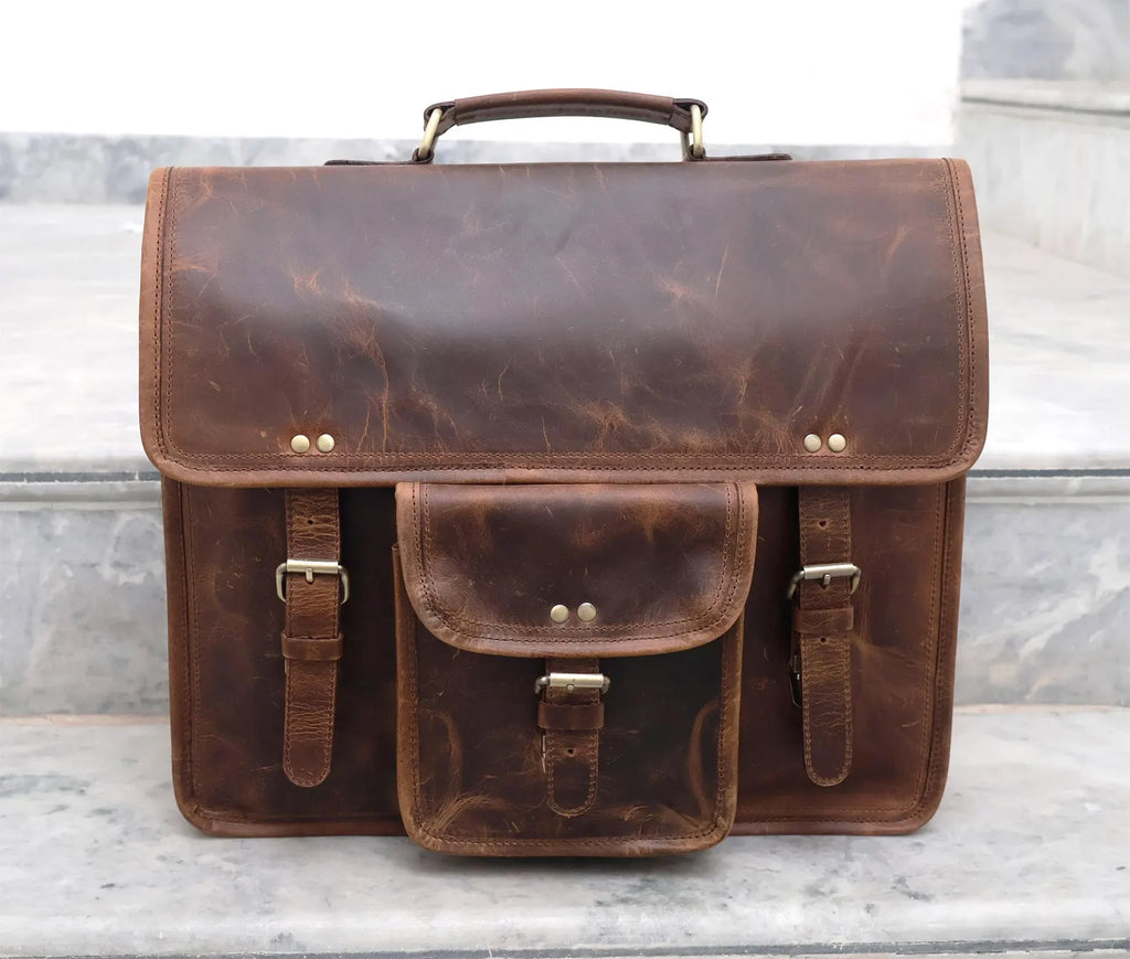 Buffalo Leather Messenger Laptop Bag