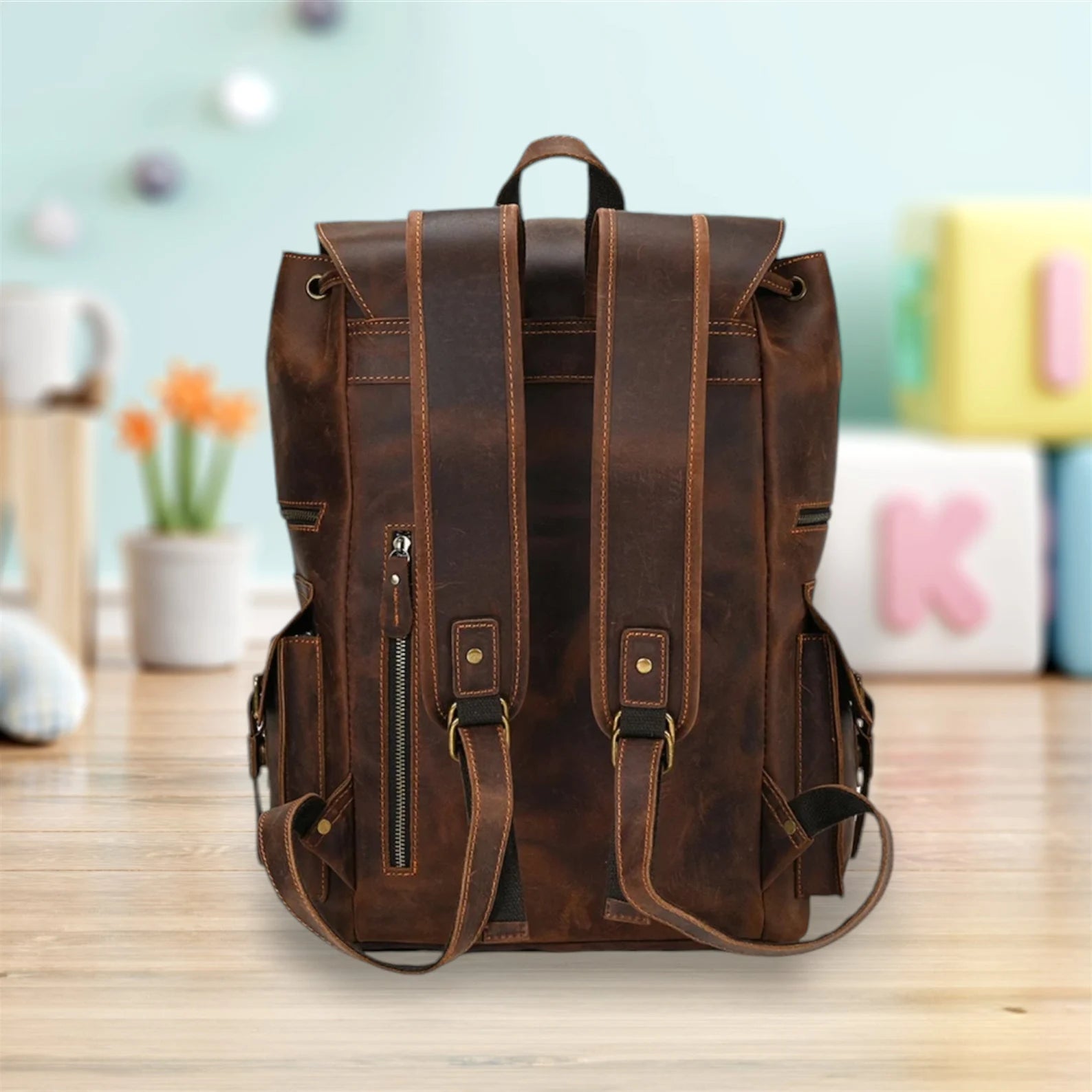 18 Inch Leather laptop backpack