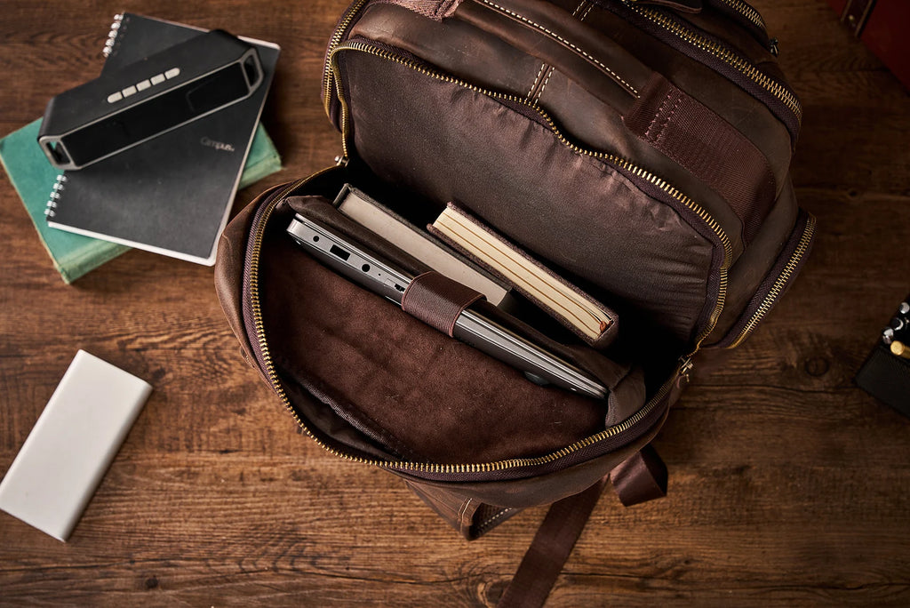 Leather Laptop Backpack Rucksack Men bag