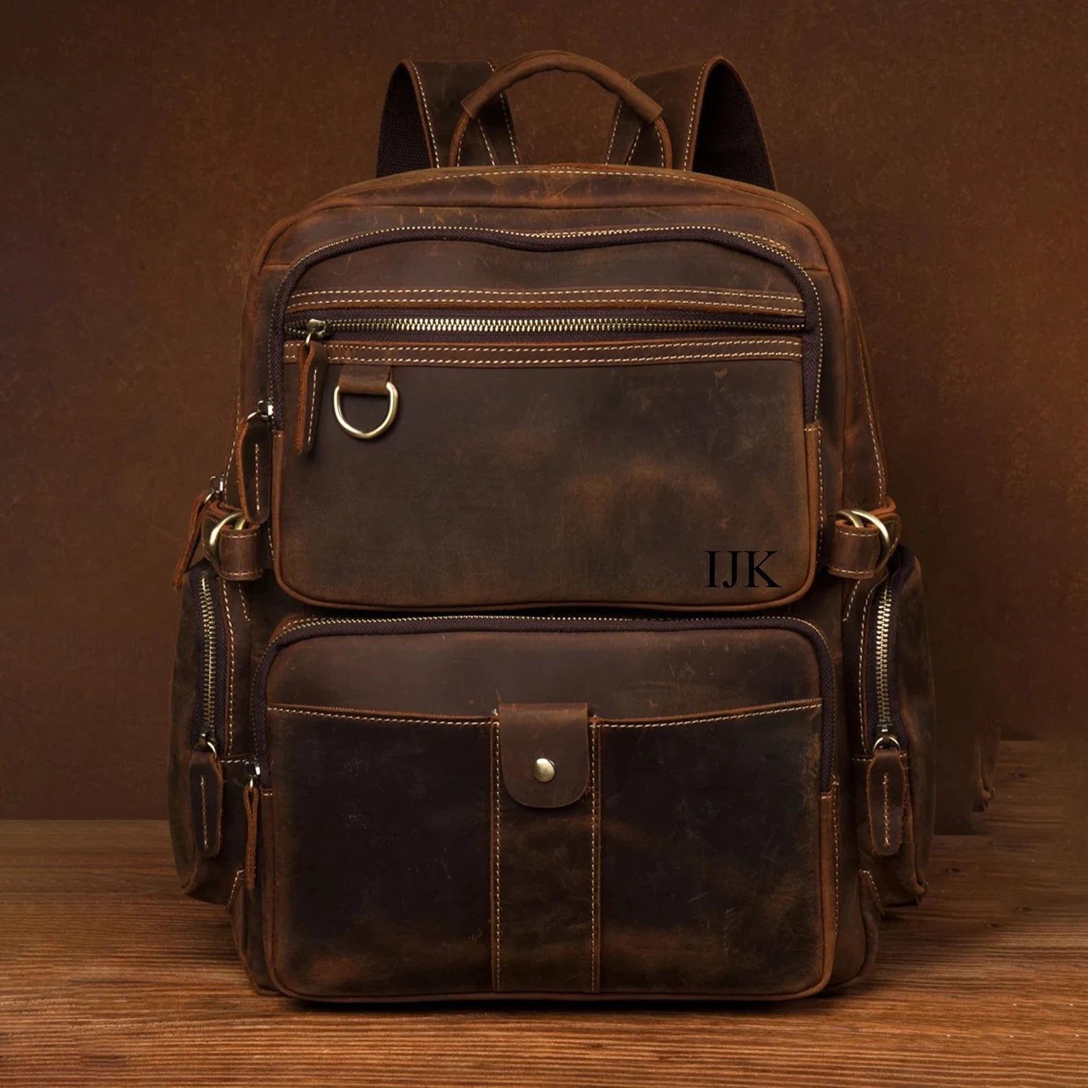 Handmade vintage leather backpack