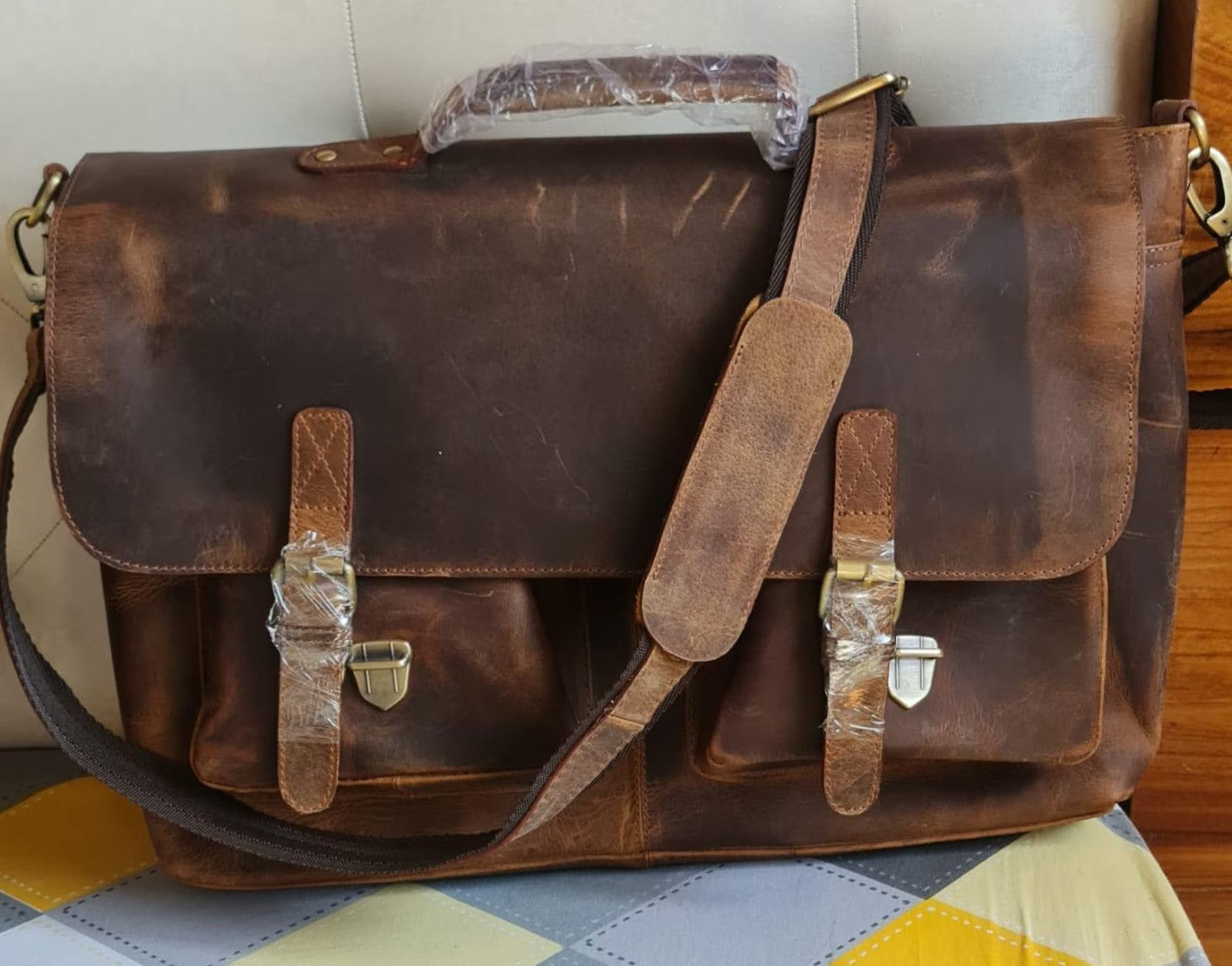 Leather Messenger Cross-Body Bag