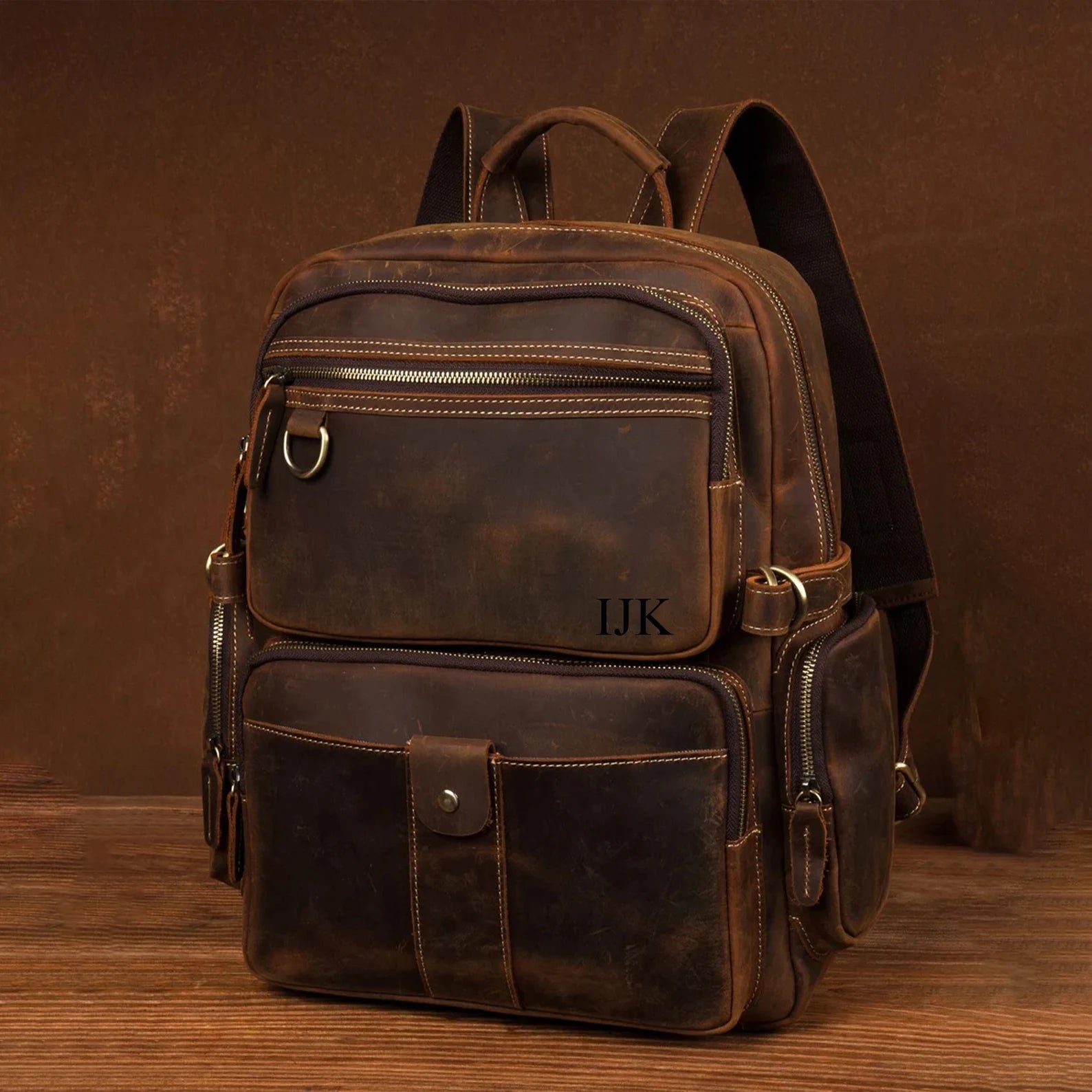 Handmade vintage leather backpack