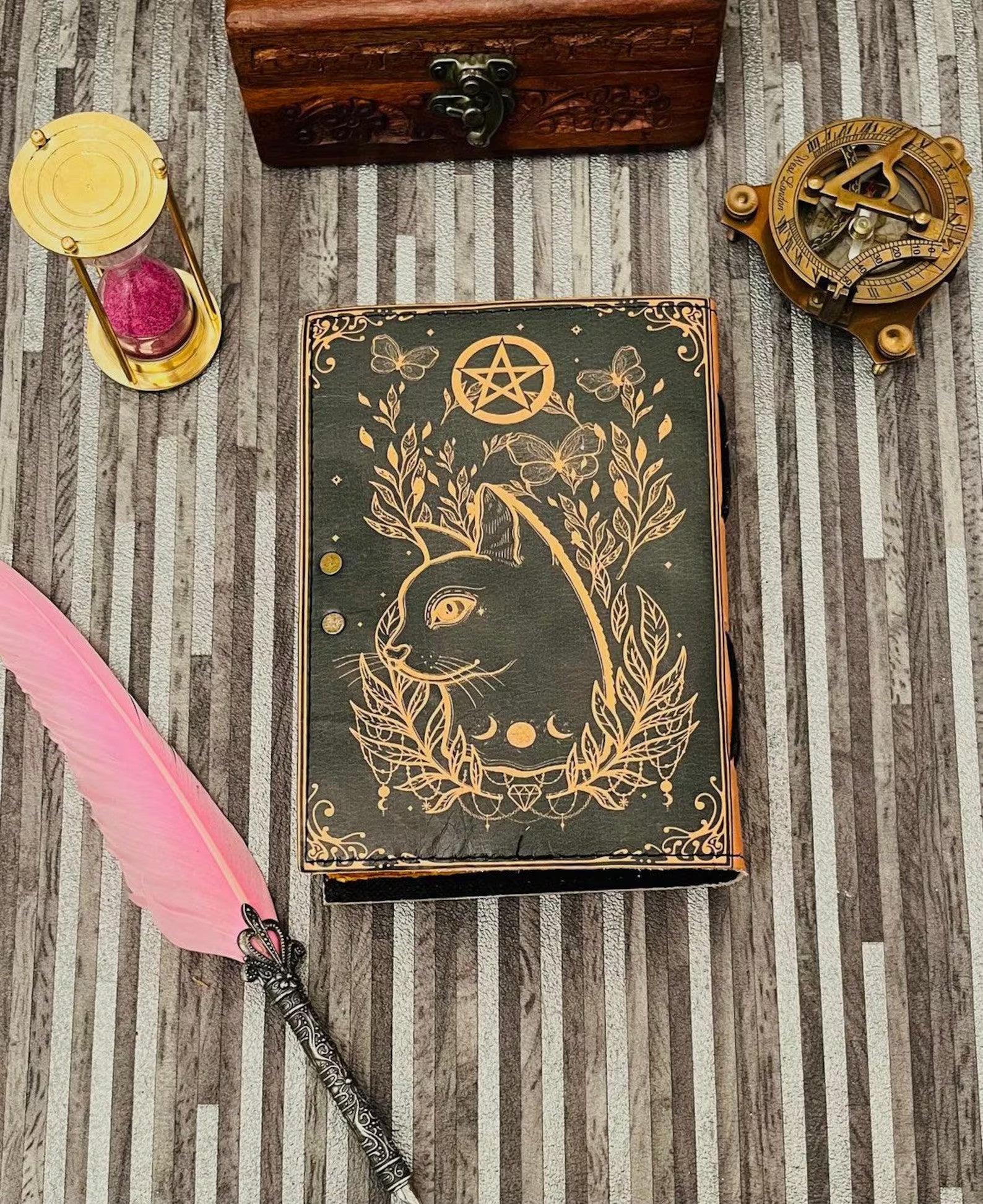 Leather Cat journal Journal Book of shadows
