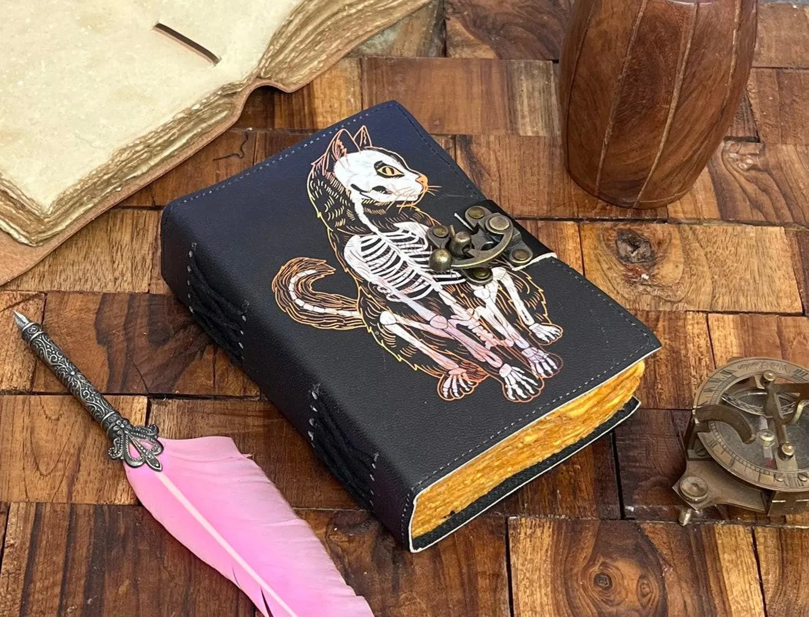 Leather print Caltic cat journal