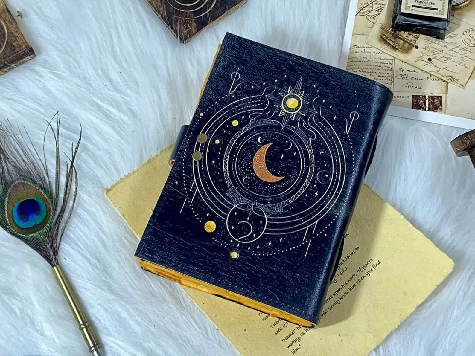 sun and moon leather notebook spell book