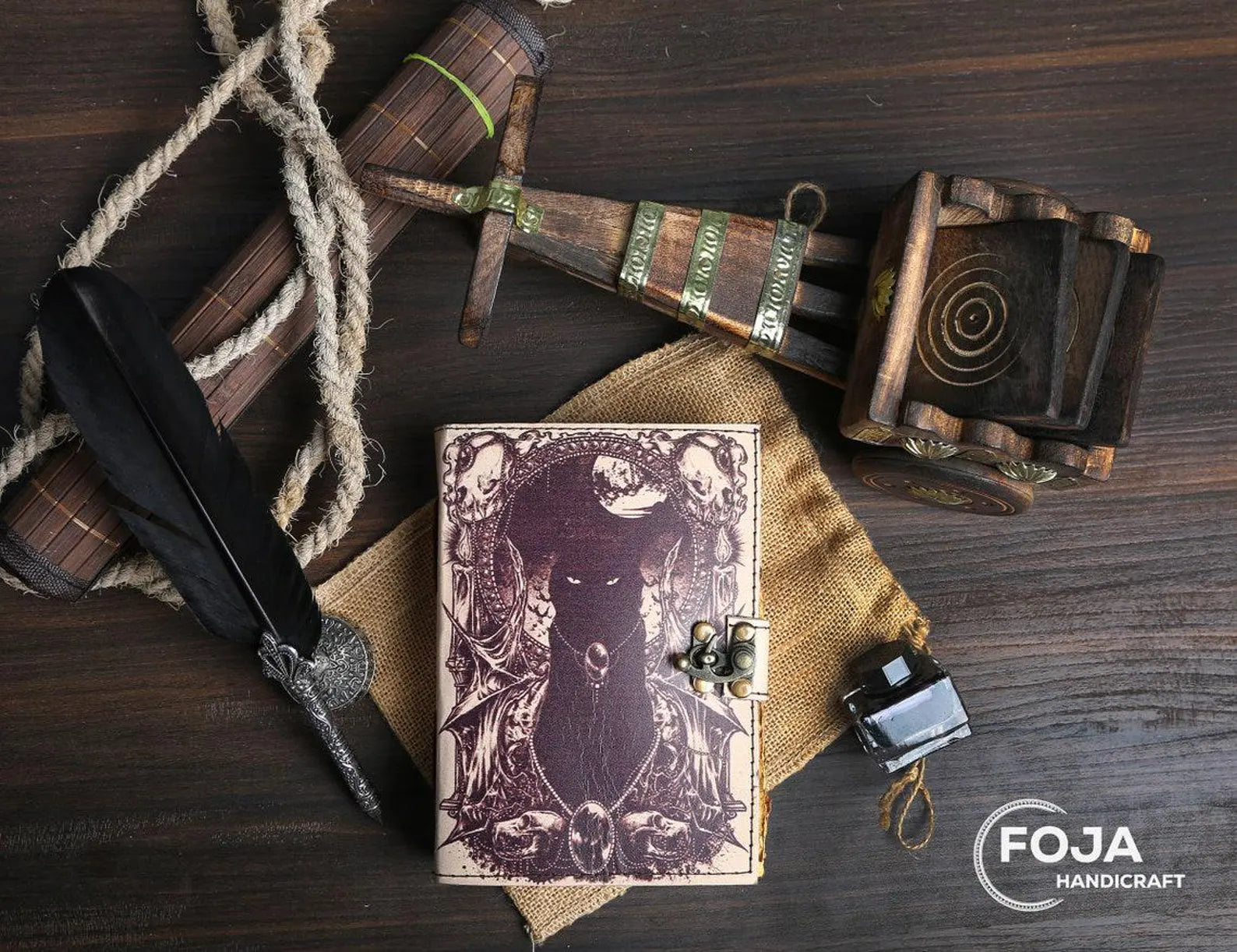 Vintage Leather Cat Journal for Men & Women