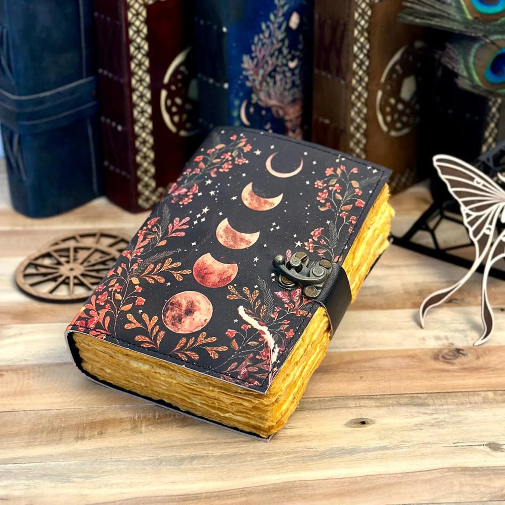 Moon Phase Vintage Leather Journal for Unisex