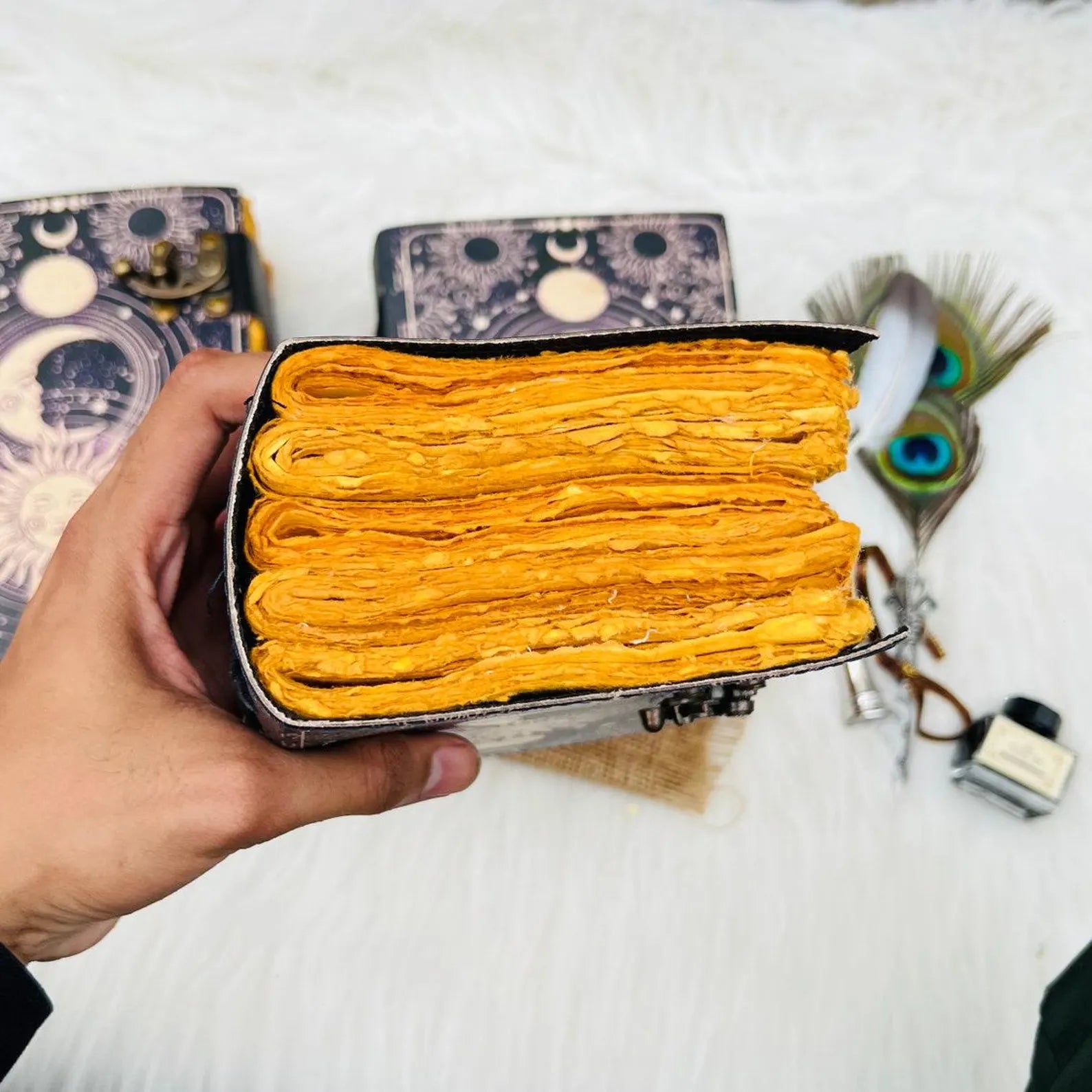 Celestial Sun & moon Handmade Leather journal