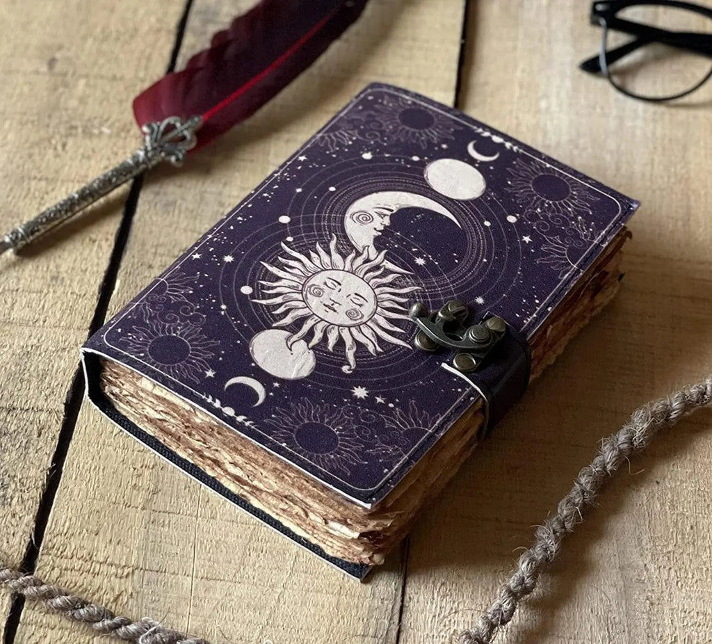 Celestial Sun & moon Handmade Leather journal