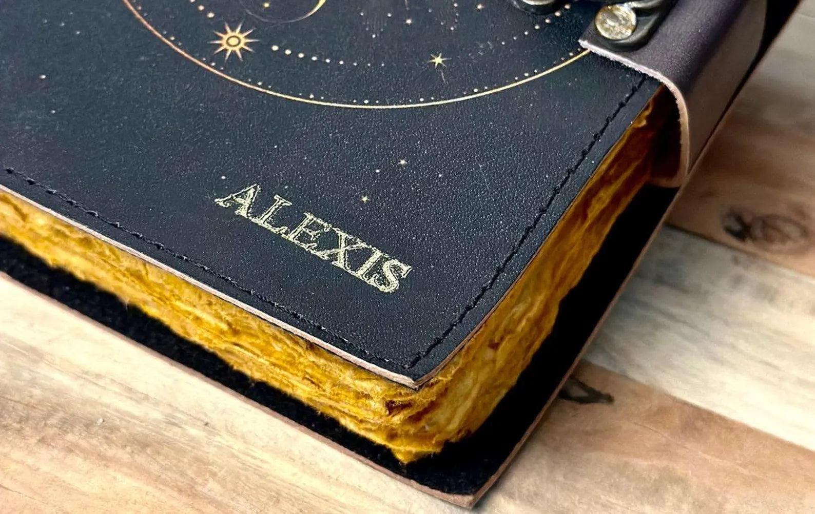 Celestial Sun & moon vintage leather journal