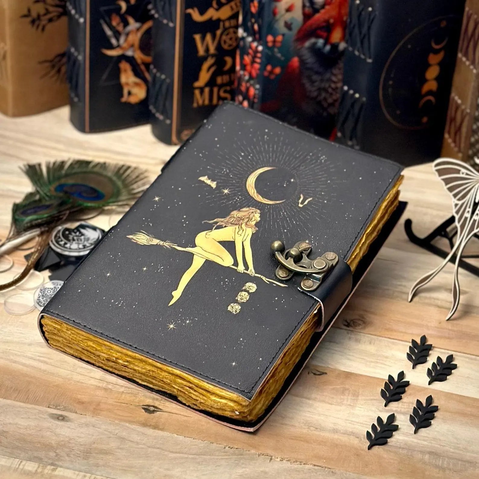 Celestial Sun & moon vintage leather journal