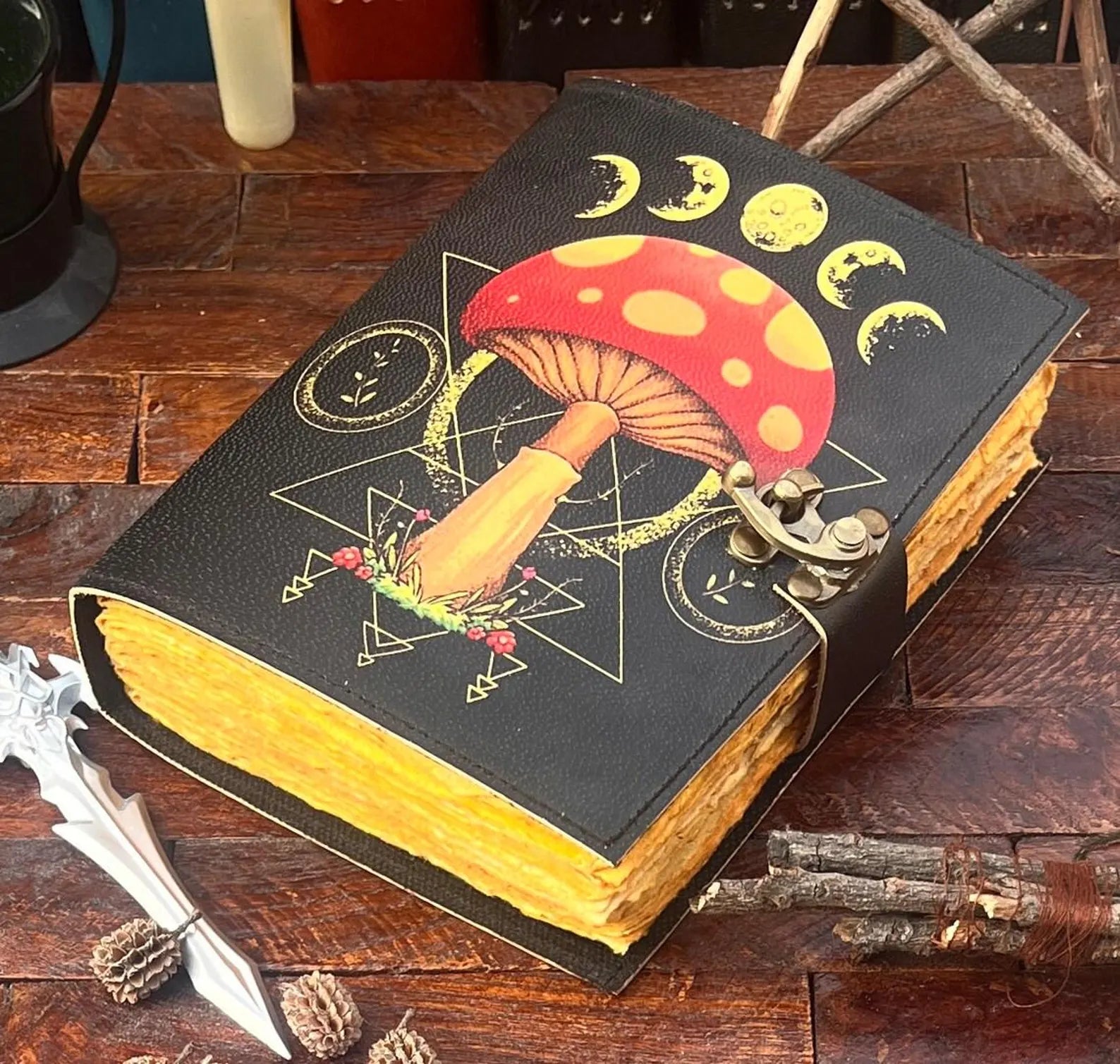 Mushroom Printed Spell Book of Shadowed