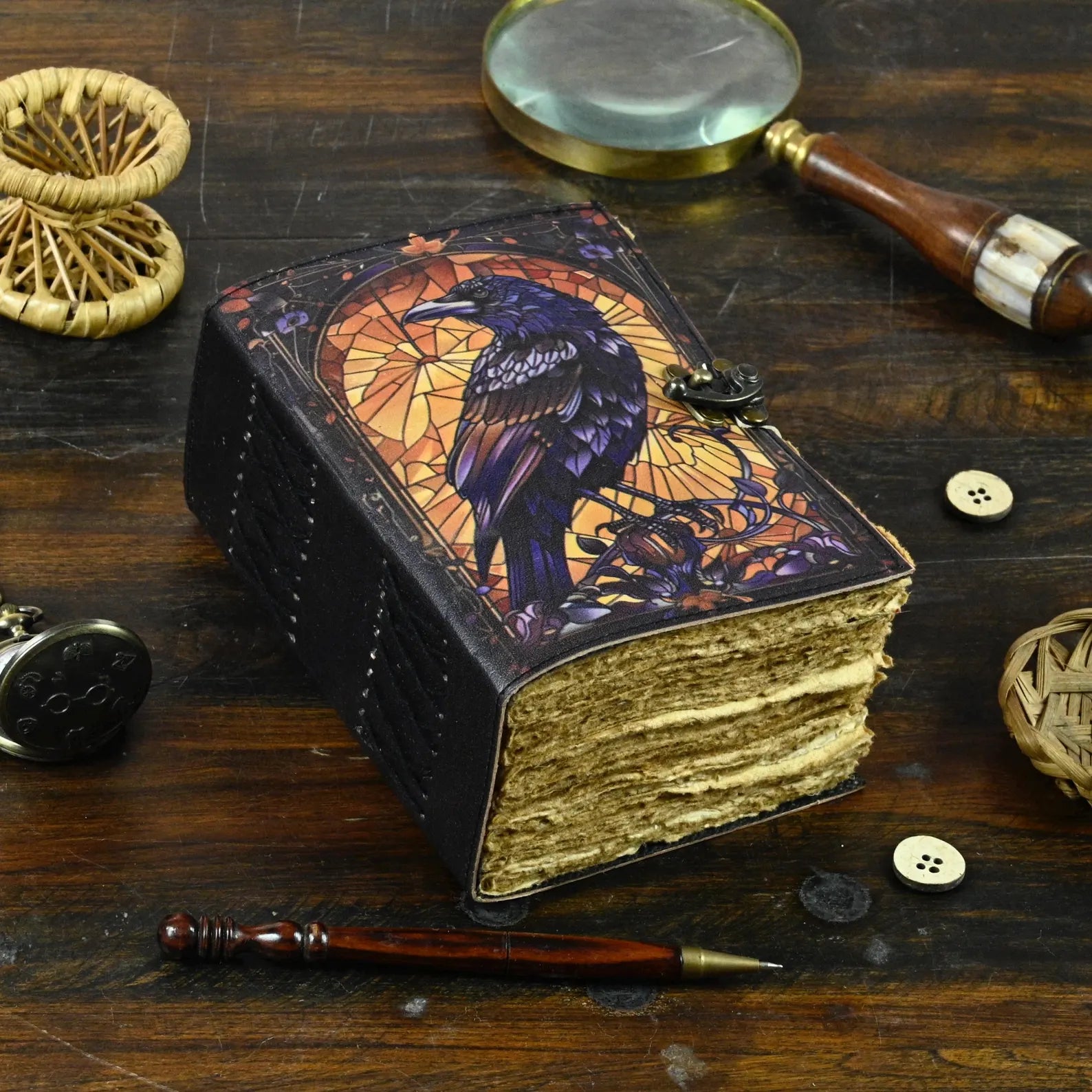 Leather Journal Notebook The Raven Print