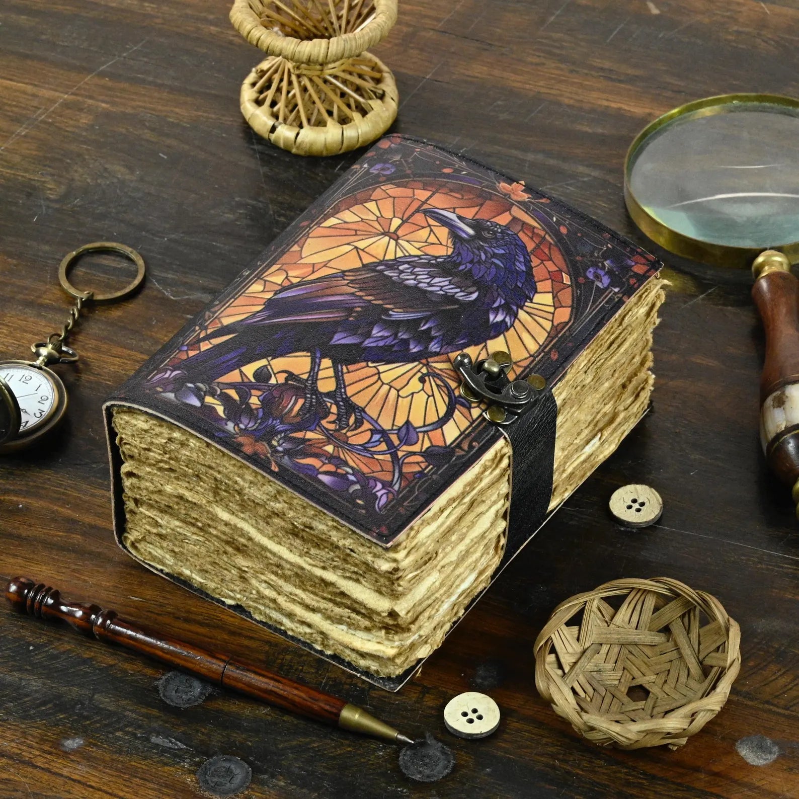 Leather Journal Notebook The Raven Print
