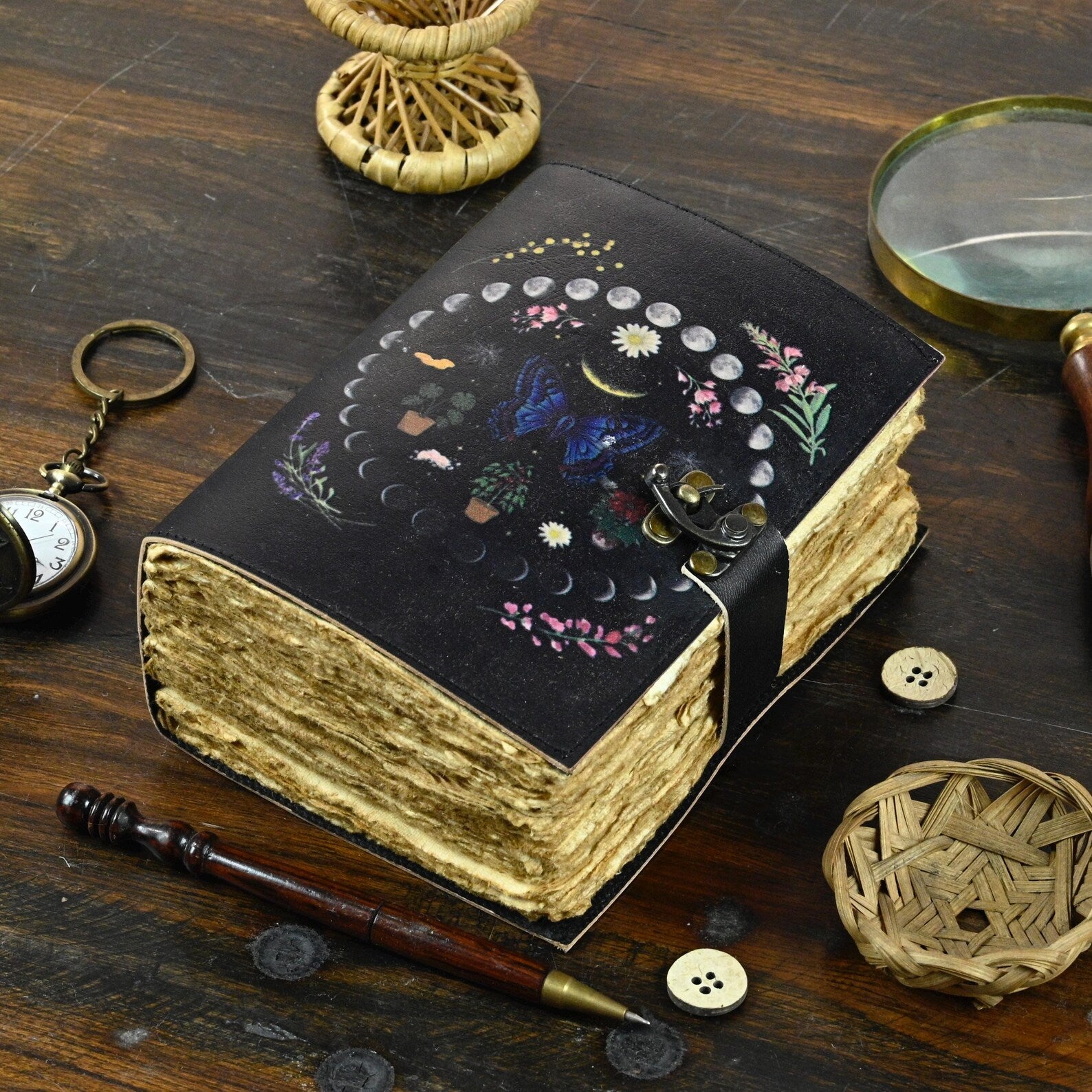 Large Luna Moth Spell Book Leather Journal