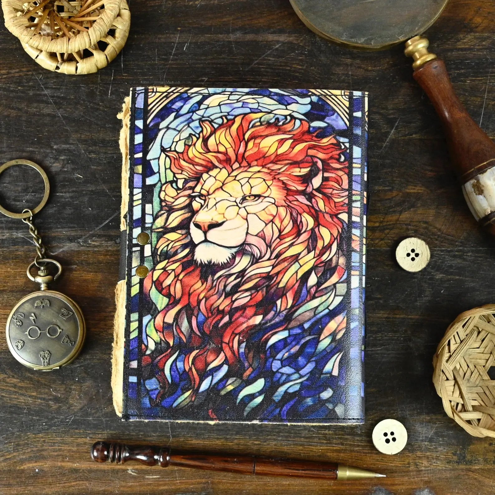 Lion Leather Journal Rustic Vintage Leather