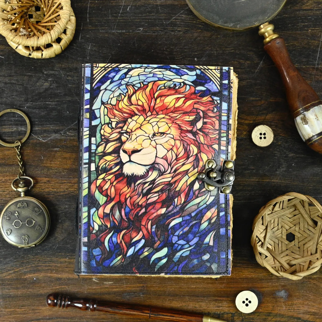 Lion Leather Journal Rustic Vintage Leather