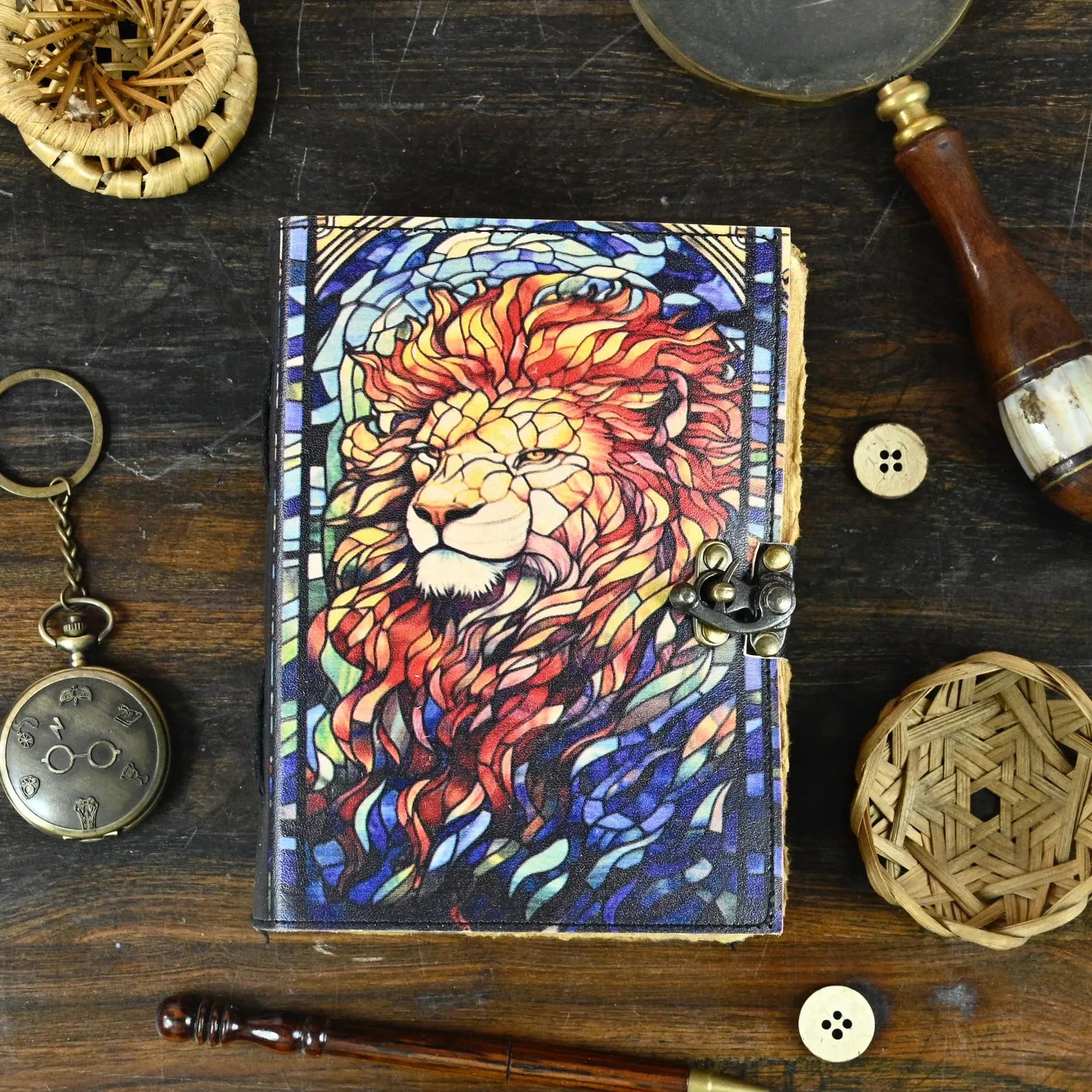 Lion Leather Journal Rustic Vintage Leather