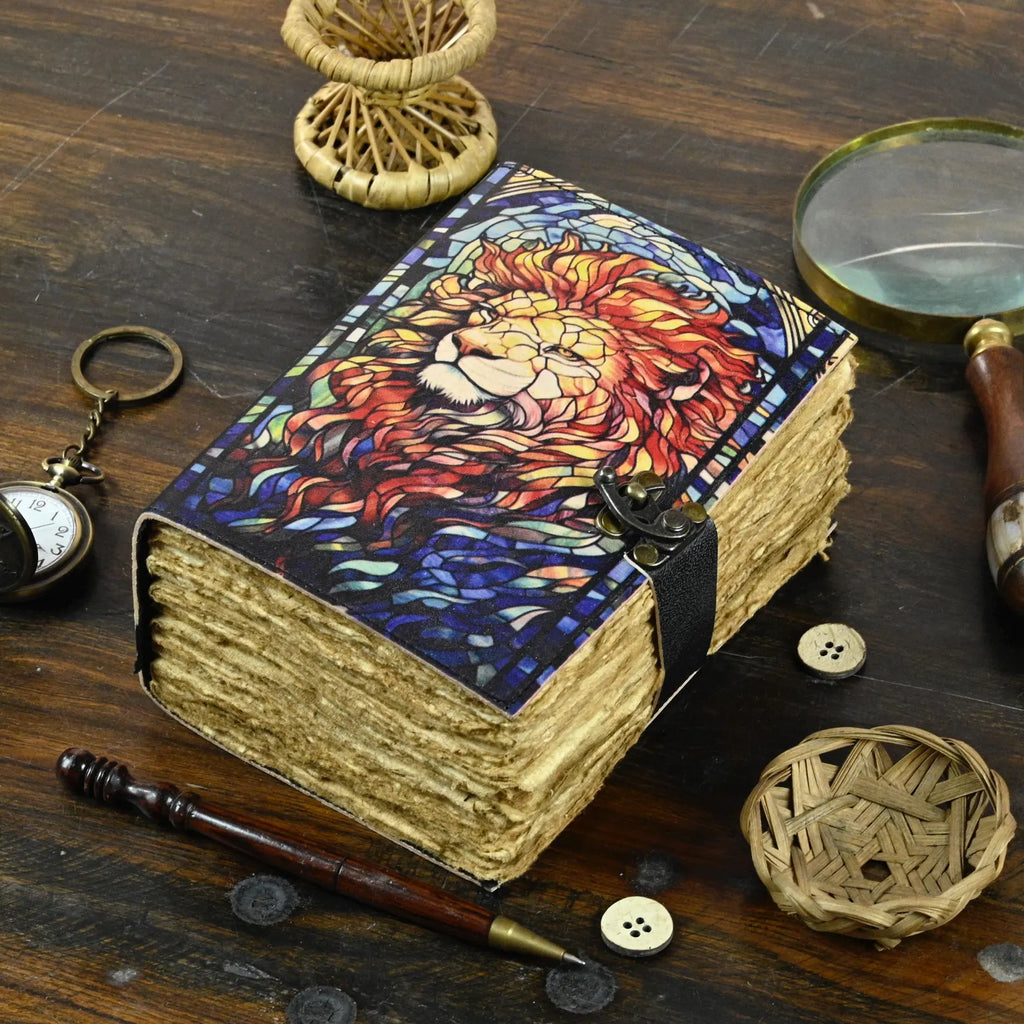 Lion Leather Journal Rustic Vintage Leather