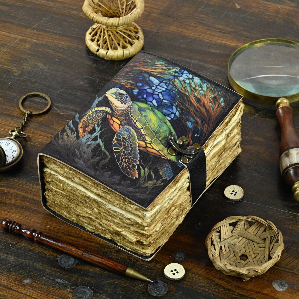 Turtle Leather Journal Rustic Vintage Leather