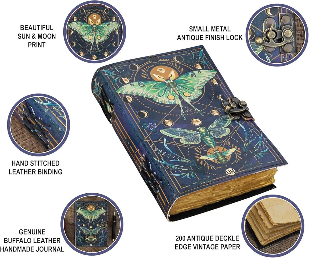 Blank Spell Book of Shadows Luna Moth Journal