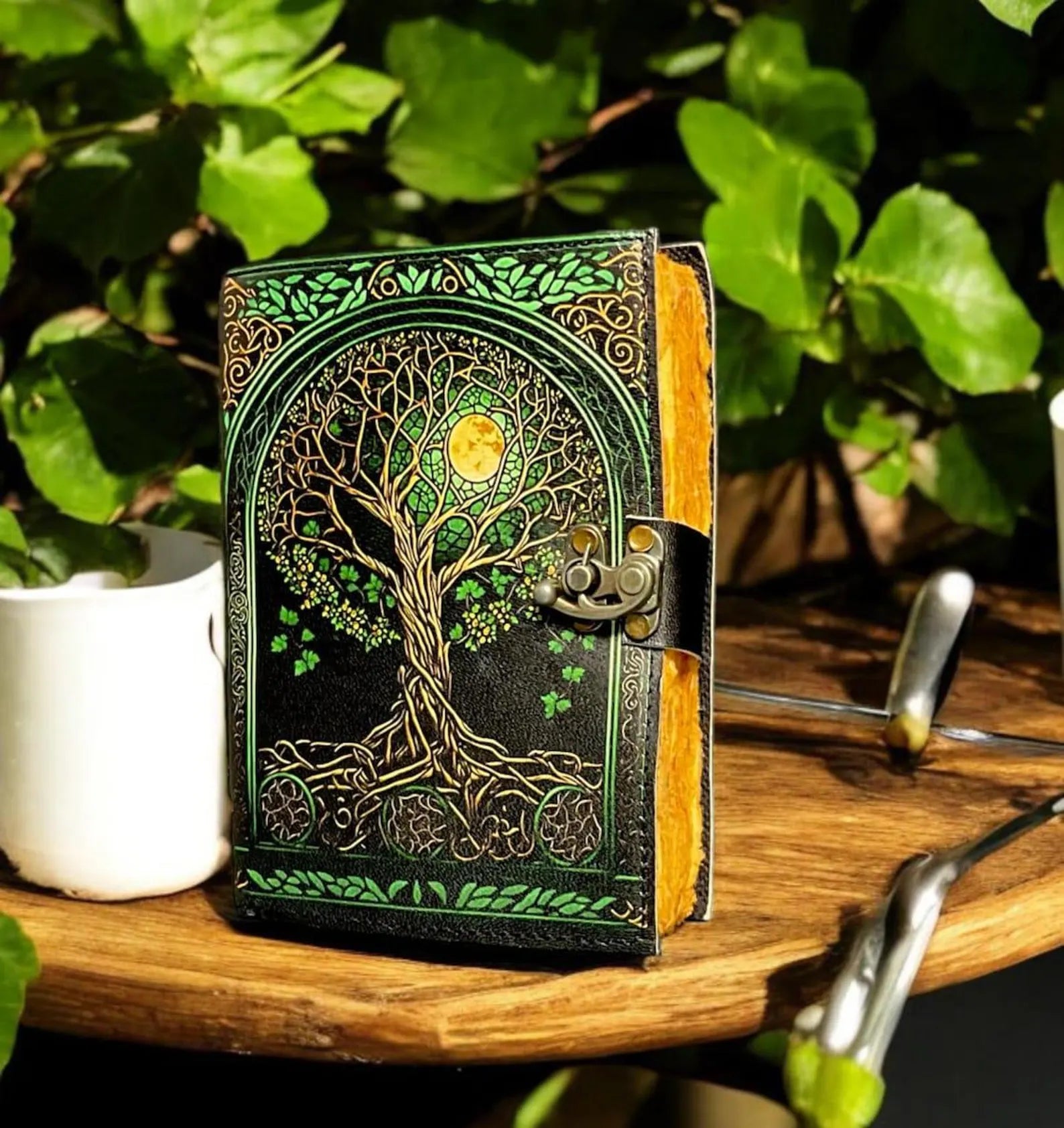 Vintage leather journal, Tree of Life Journal