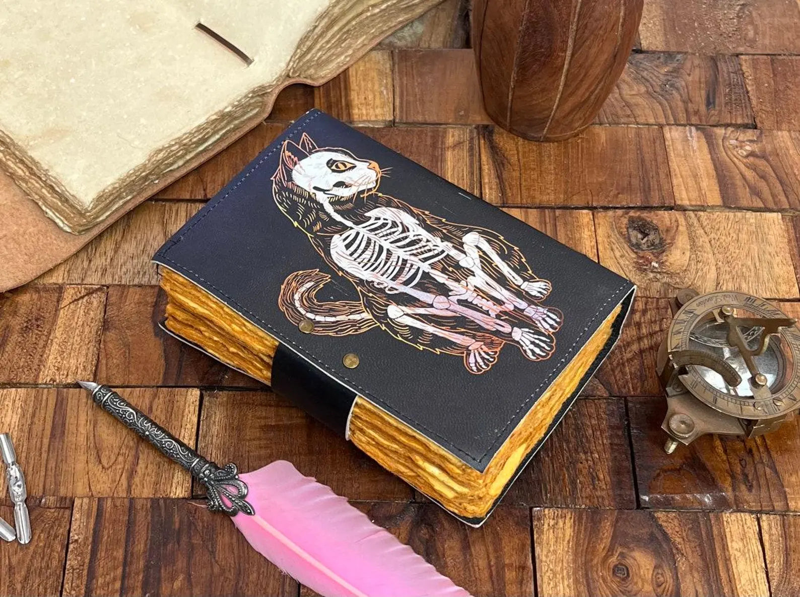 Leather print Caltic cat journal