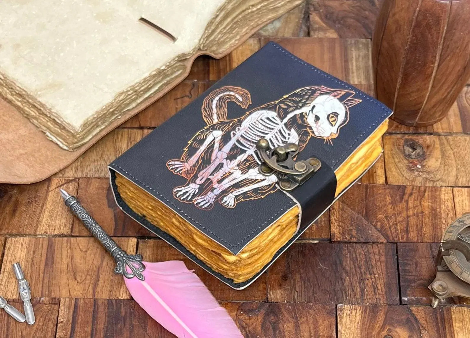 Leather print Caltic cat journal