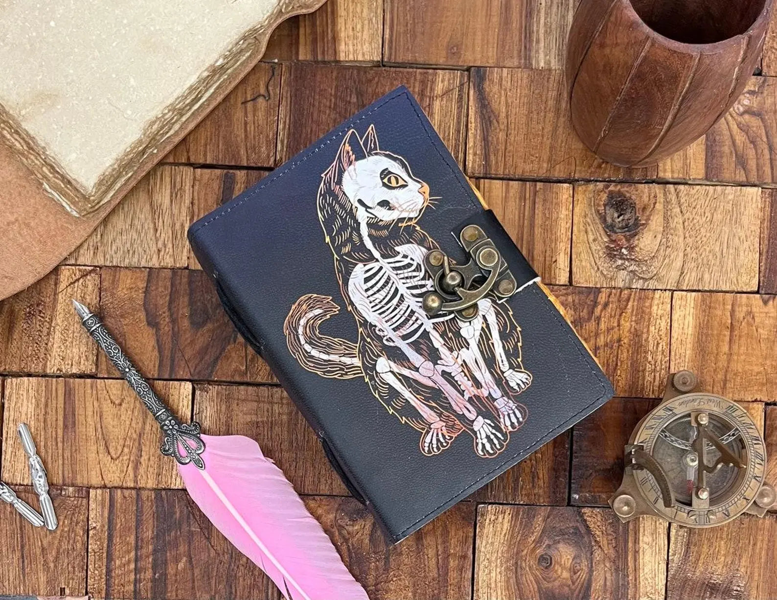 Leather print Caltic cat journal
