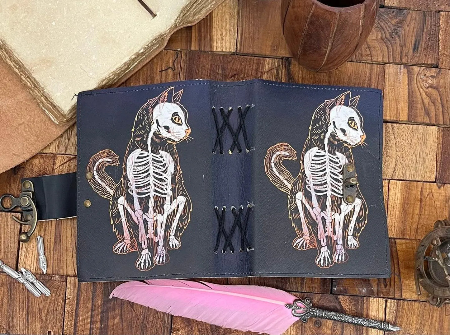 Leather print Caltic cat journal