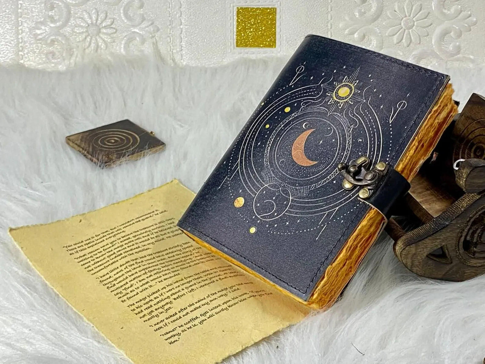 sun and moon leather notebook spell book