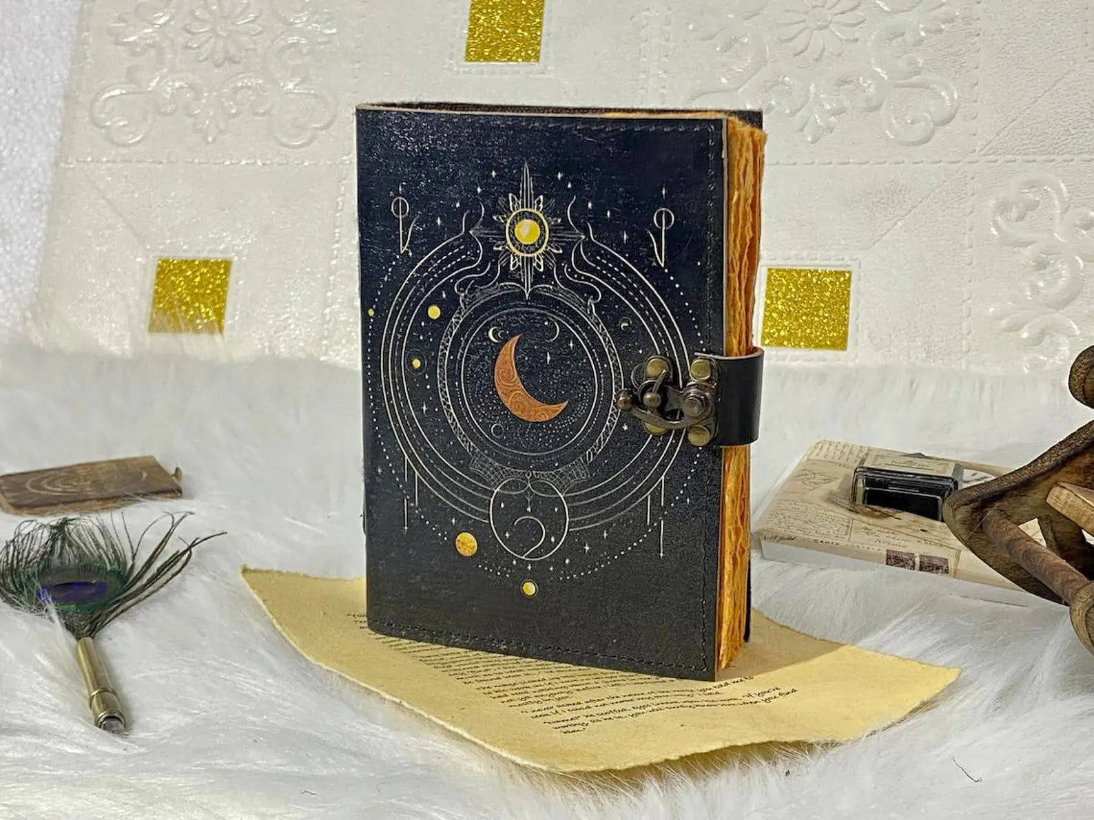 sun and moon leather notebook spell book