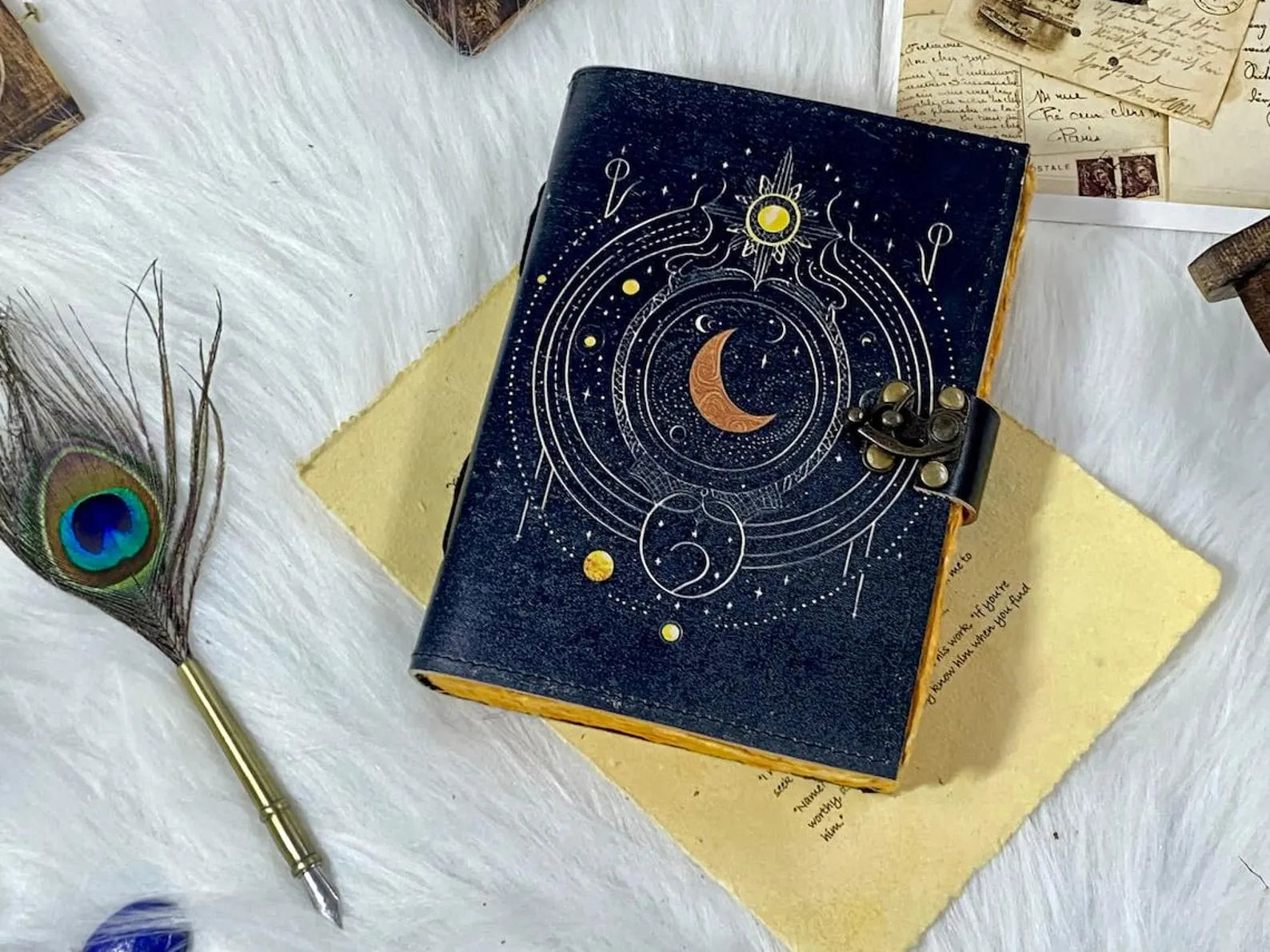 sun and moon leather notebook spell book
