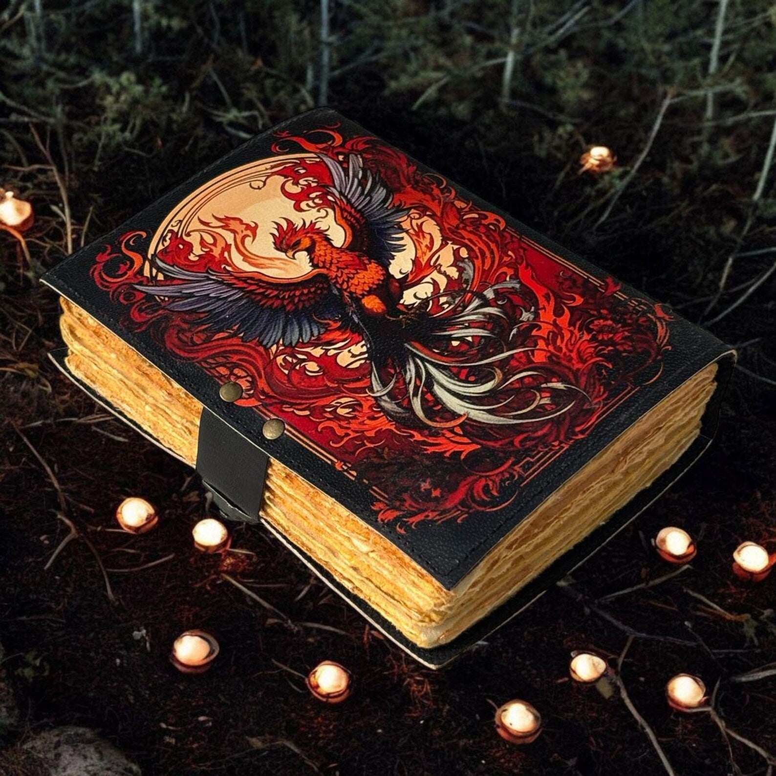 Leather Journal Notebook The Phoenix Print