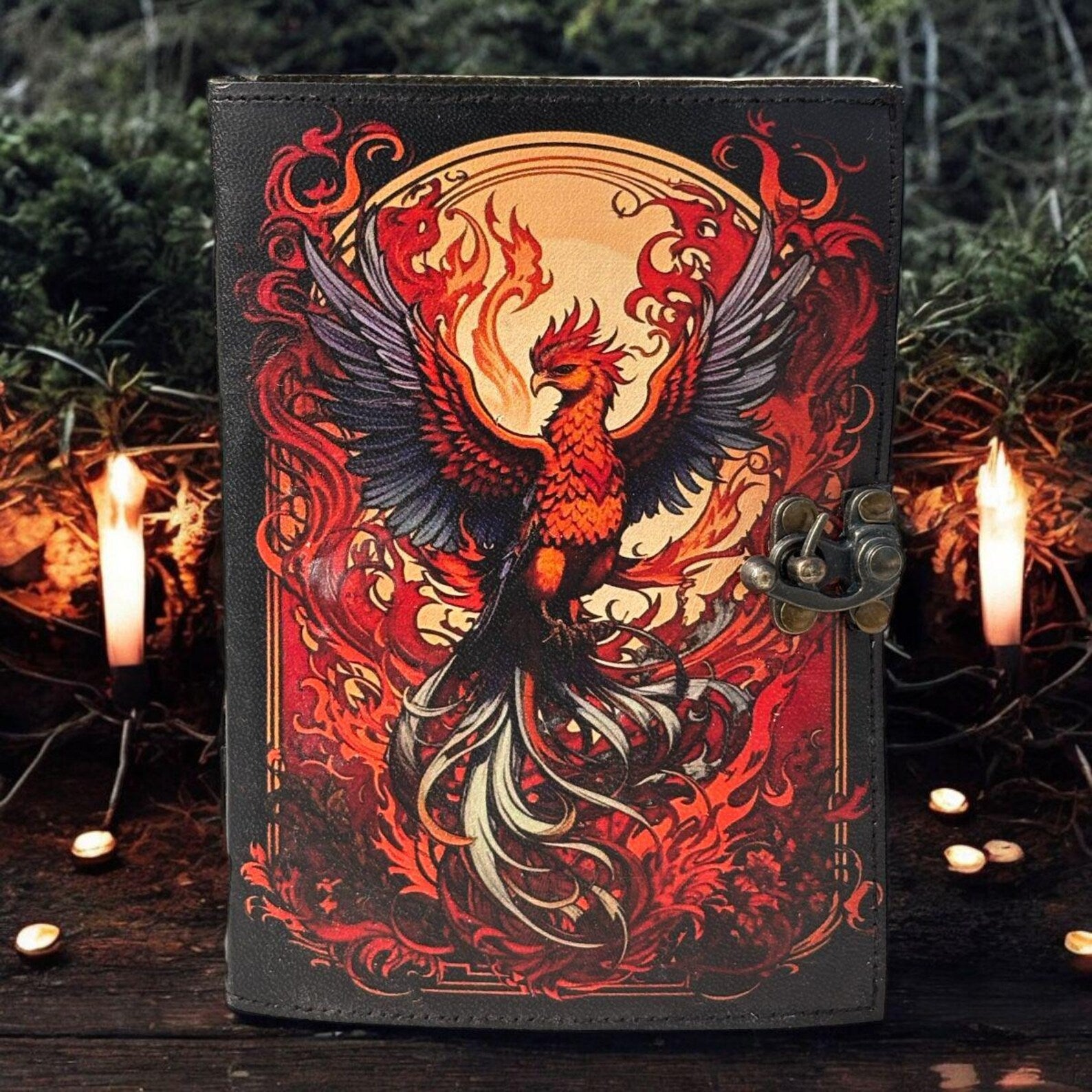 Leather Journal Notebook The Phoenix Print