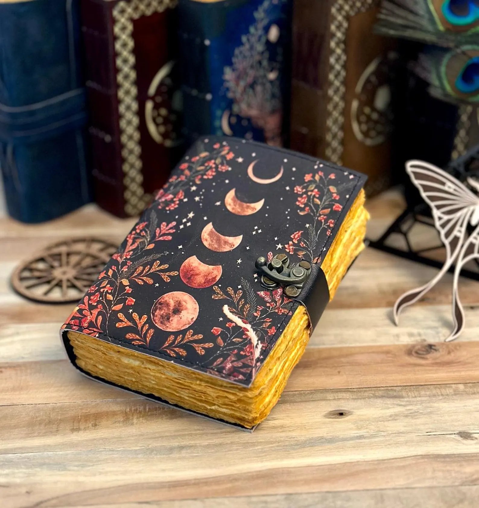 Moon Phase Vintage Leather Journal for Unisex