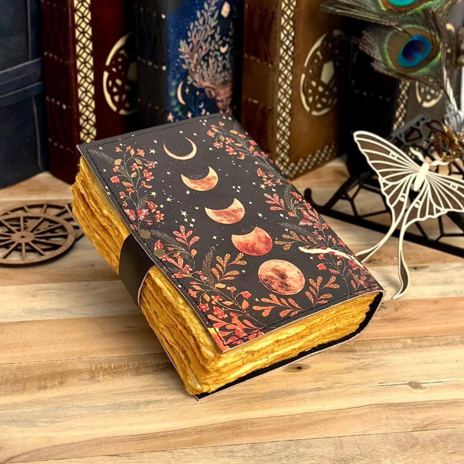 Moon Phase Vintage Leather Journal for Unisex